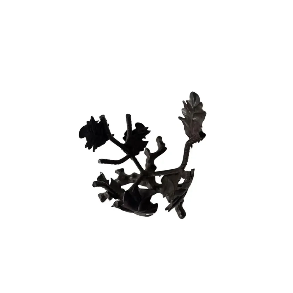 Vintage Twisted Metal Leaf Candle Holder Brutalist Rustic Sculptural 5”